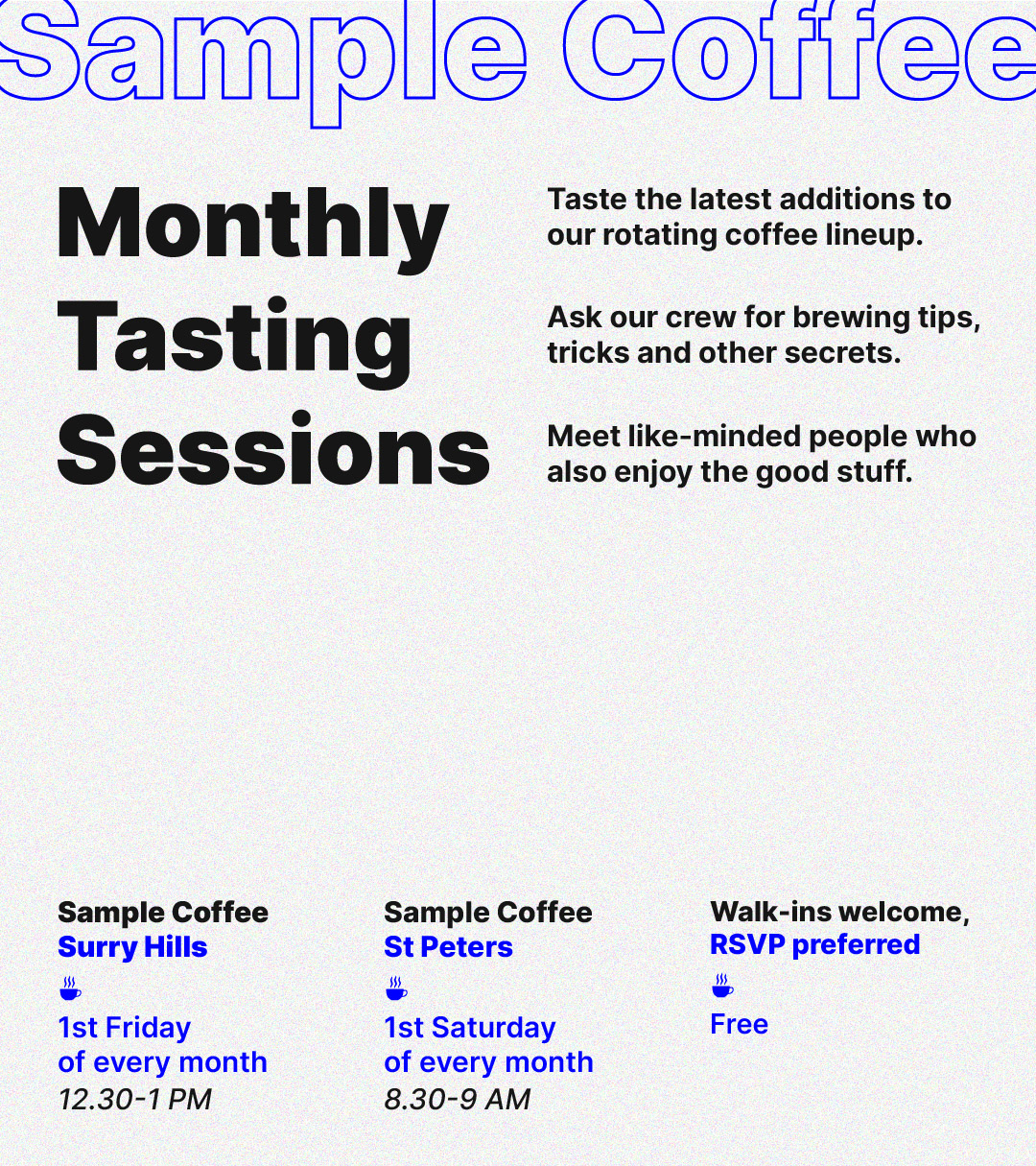 Monthly Tasting Sessions - Sample Coffee